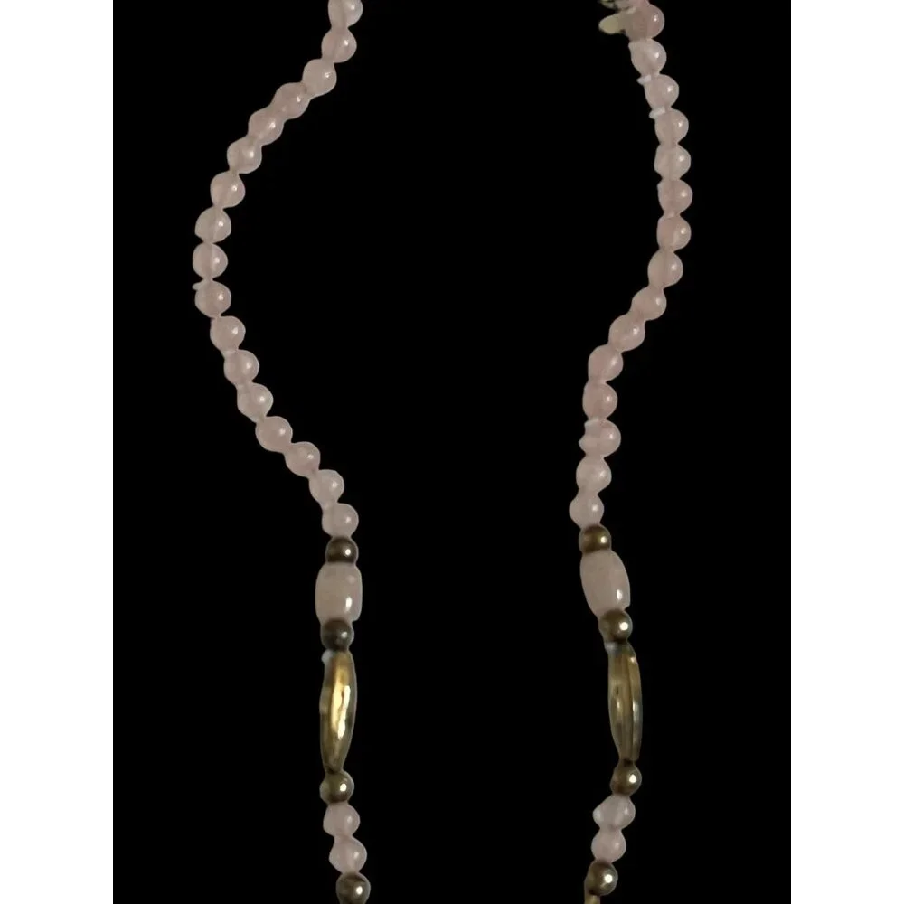 Vintage Rose Quartz Beaded Necklace w/Charms & Silver Accent Beads - Picture 14 of 16